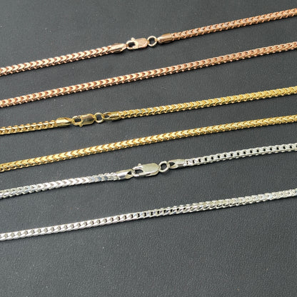 925 Sterling Silver 3mm Franco Chain Necklace