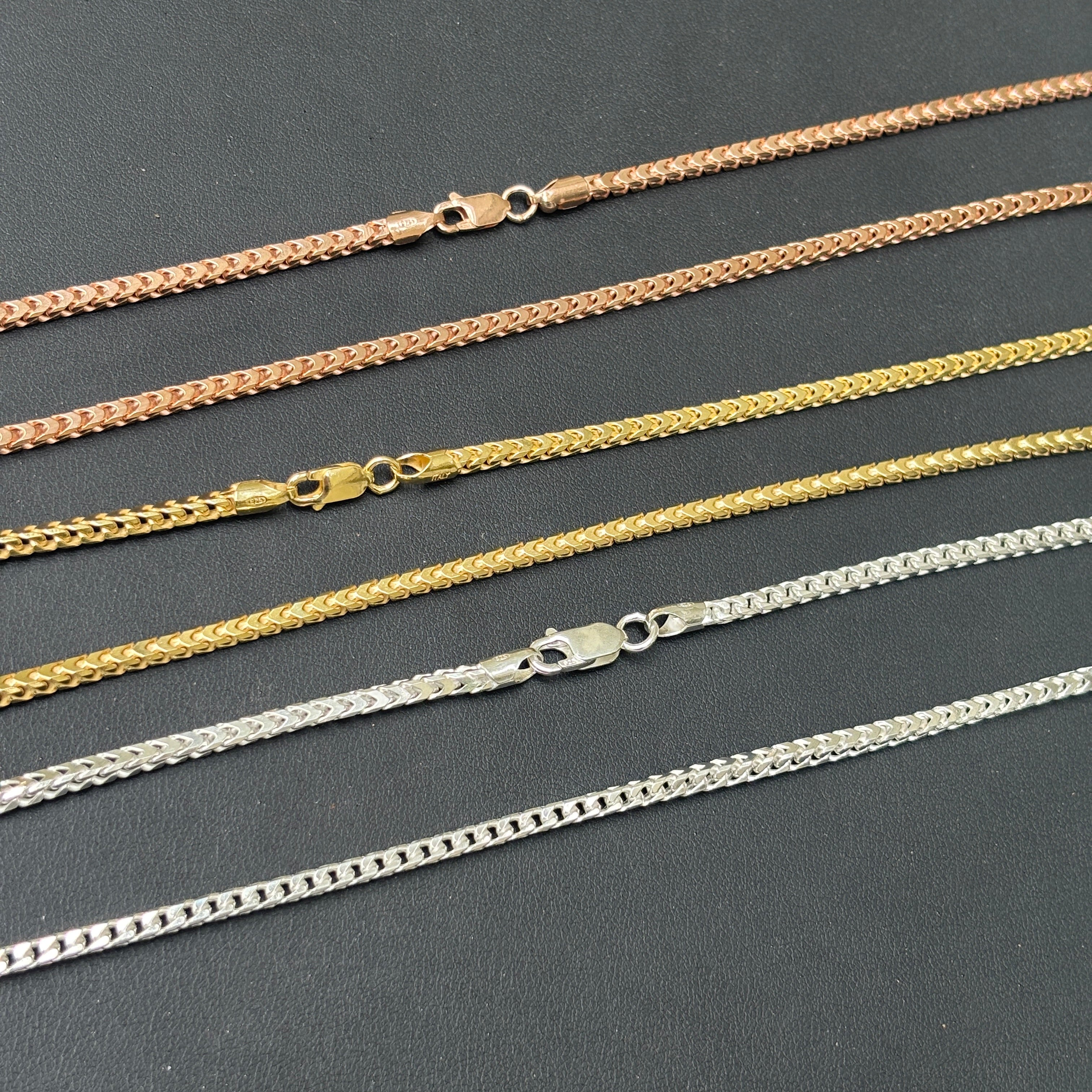 925 Sterling Silver 3mm Franco Chain Necklace