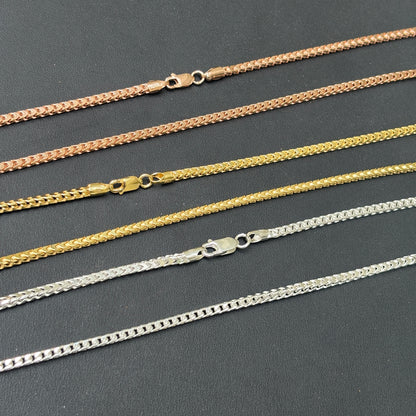 925 Sterling Silver 3mm Franco Chain Necklace