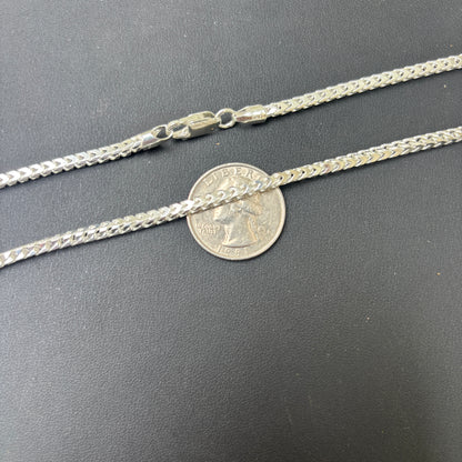 925 Sterling Silver 3mm Franco Chain Necklace