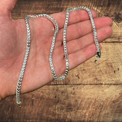 925 Sterling Silver 4mm Franco Chain Necklace