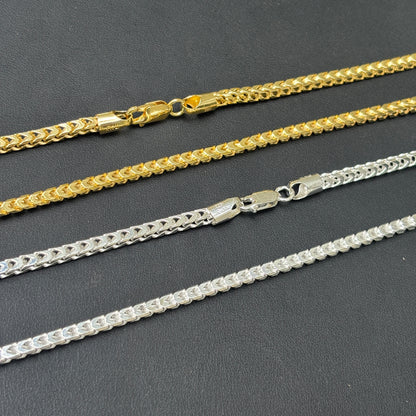 925 Sterling Silver 4mm Franco Chain Necklace