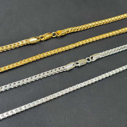 925 Sterling Silver 4mm Franco Chain Necklace