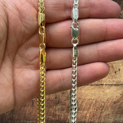 925 Sterling Silver 4mm Franco Chain Necklace