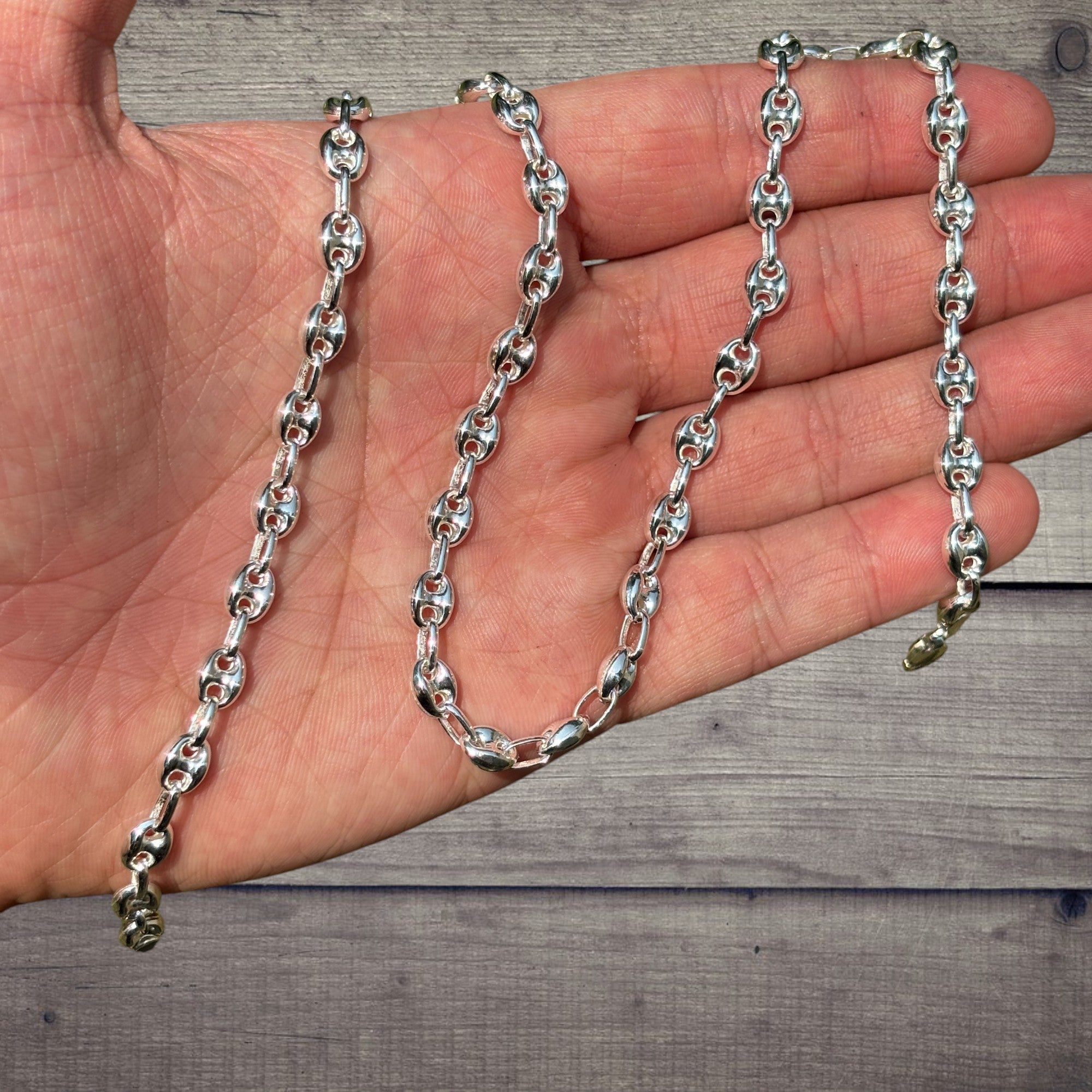 925 Sterling Silver 6mm Puffed Gucci Chain Necklace