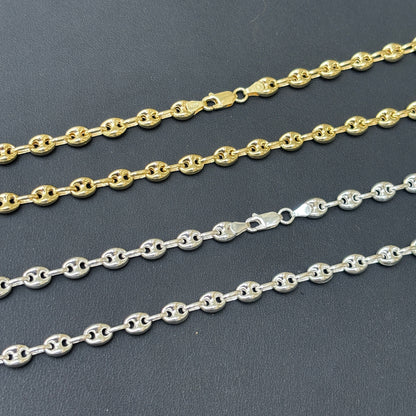 925 Sterling Silver 6mm Puffed Gucci Chain Necklace