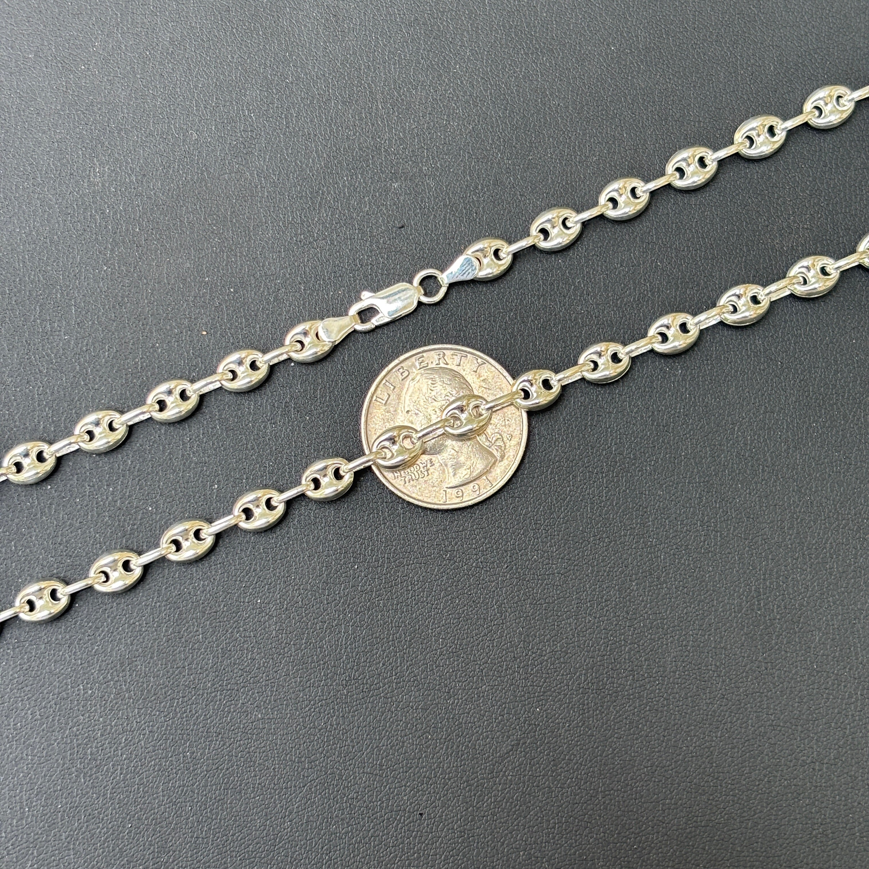 925 Sterling Silver 6mm Puffed Gucci Chain Necklace