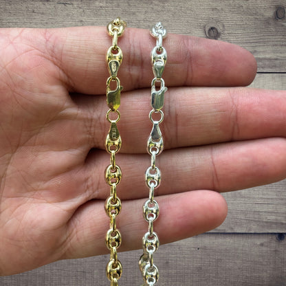 925 Sterling Silver 6mm Puffed Gucci Chain Necklace