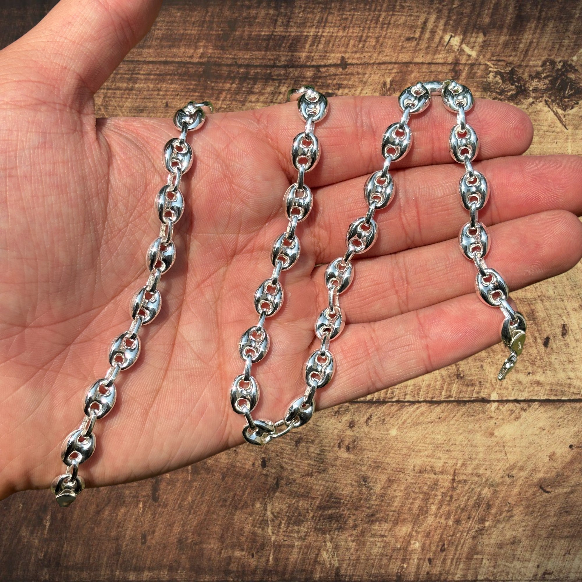 925 Sterling Silver 8mm Puffed Gucci Chain Necklace