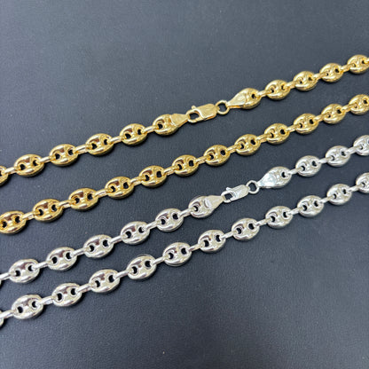 925 Sterling Silver 8mm Puffed Gucci Chain Necklace