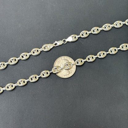 925 Sterling Silver 12mm Puffed Gucci Chain Necklace