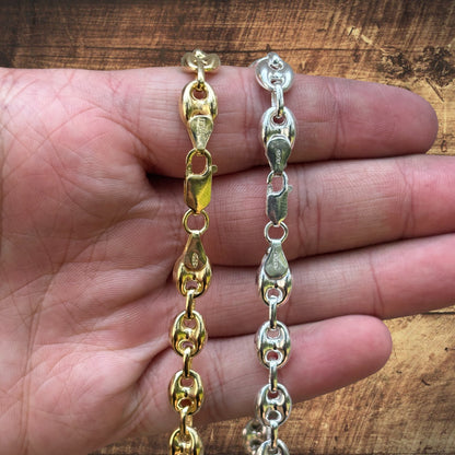 925 Sterling Silver 8mm Puffed Gucci Chain Necklace