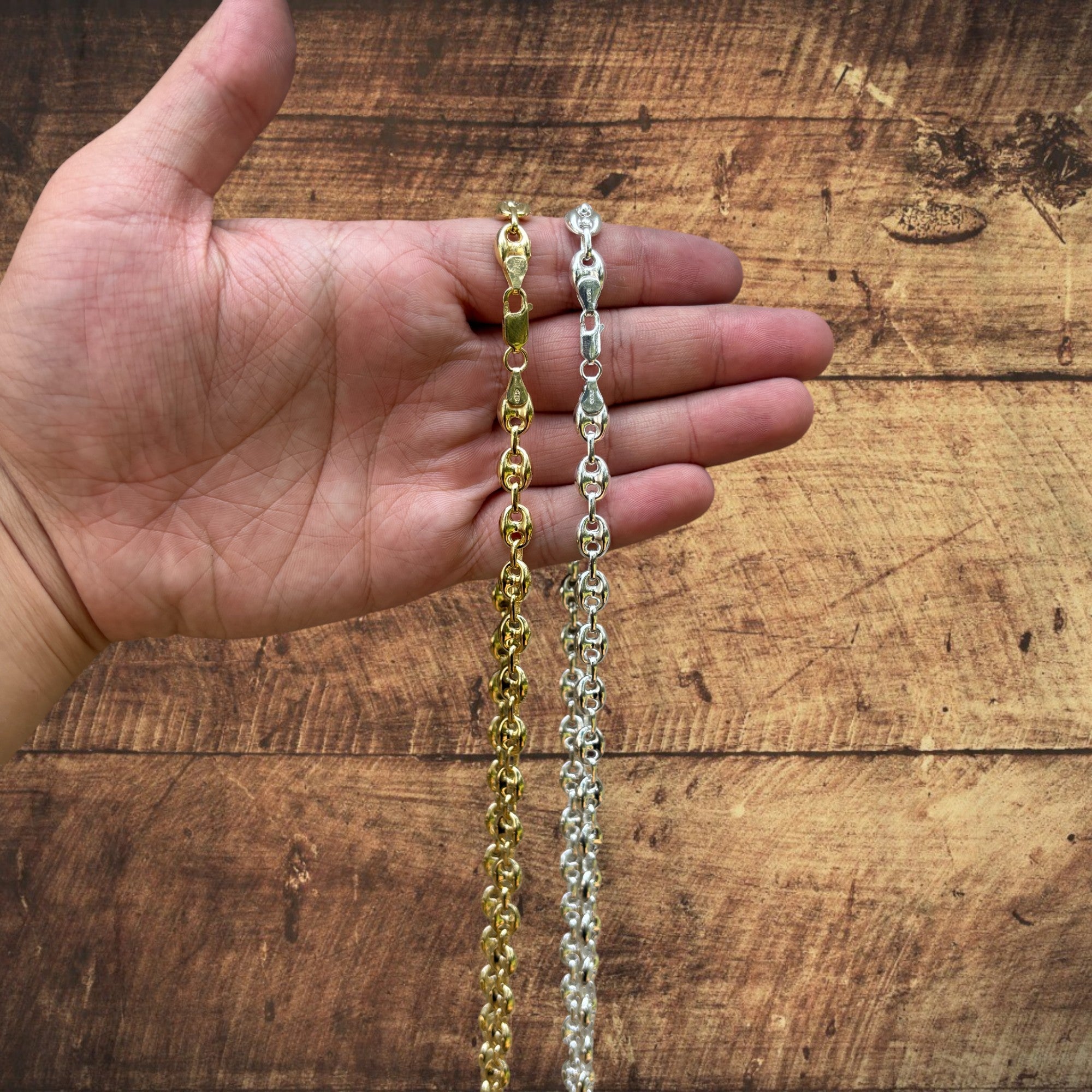 925 Sterling Silver 12mm Puffed Gucci Chain Necklace