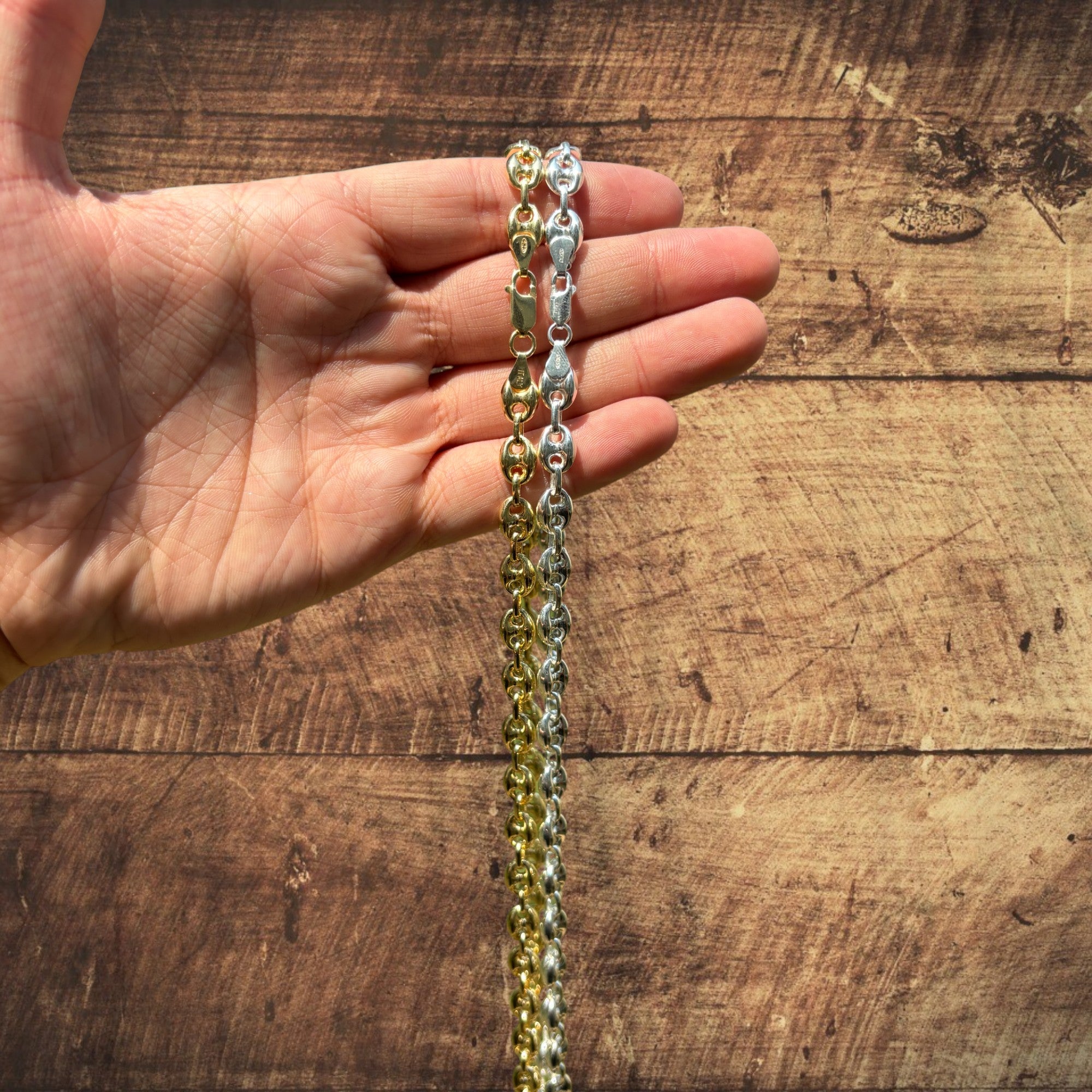 925 Sterling Silver 8mm Puffed Gucci Chain Necklace