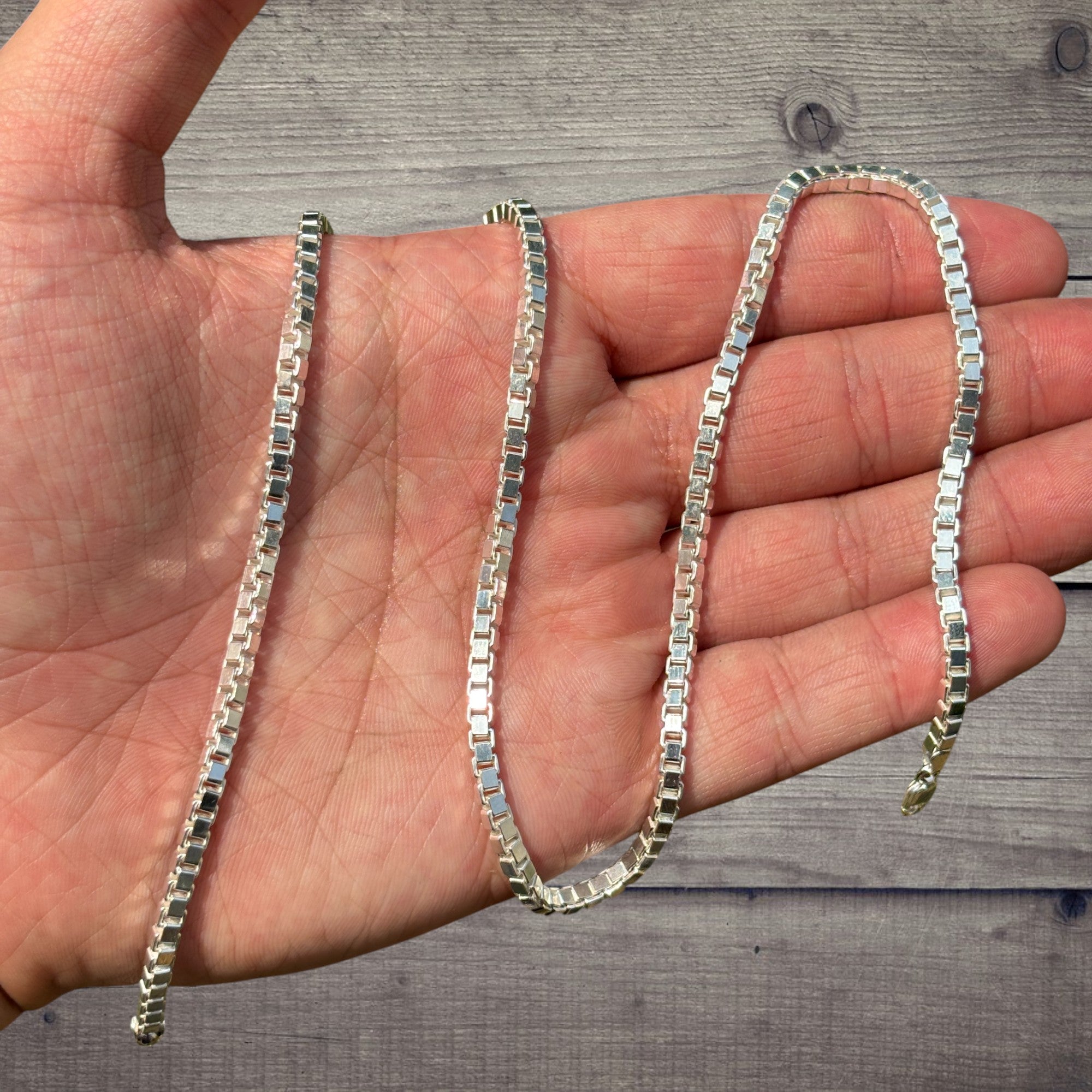 925 Sterling Silver 3mm Box Chain Necklace
