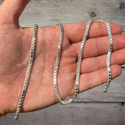 925 Sterling Silver 3mm Box Chain Necklace