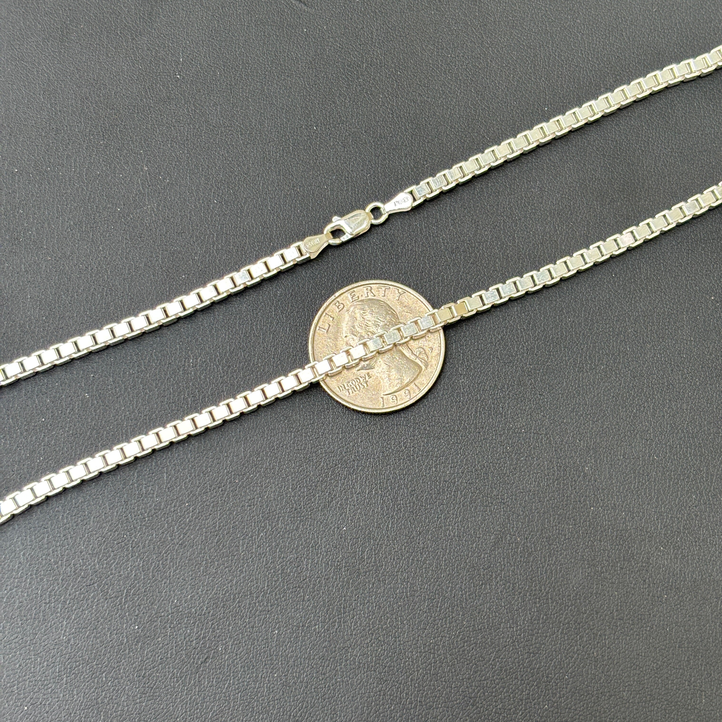 925 Sterling Silver 3mm Box Chain Necklace