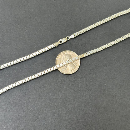 925 Sterling Silver 3mm Box Chain Necklace