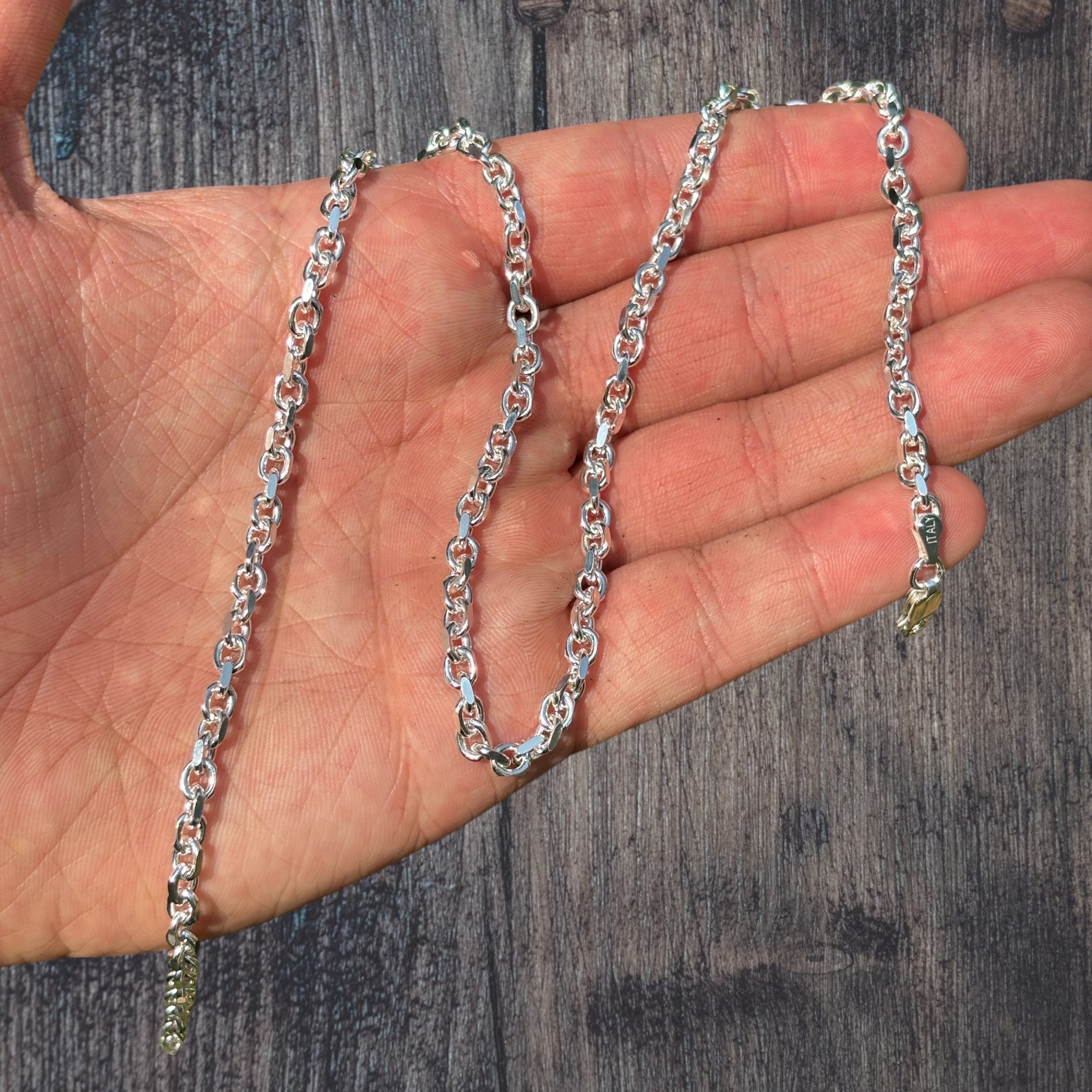 925 Sterling Silver 4mm Anchor Cable Chain Necklace