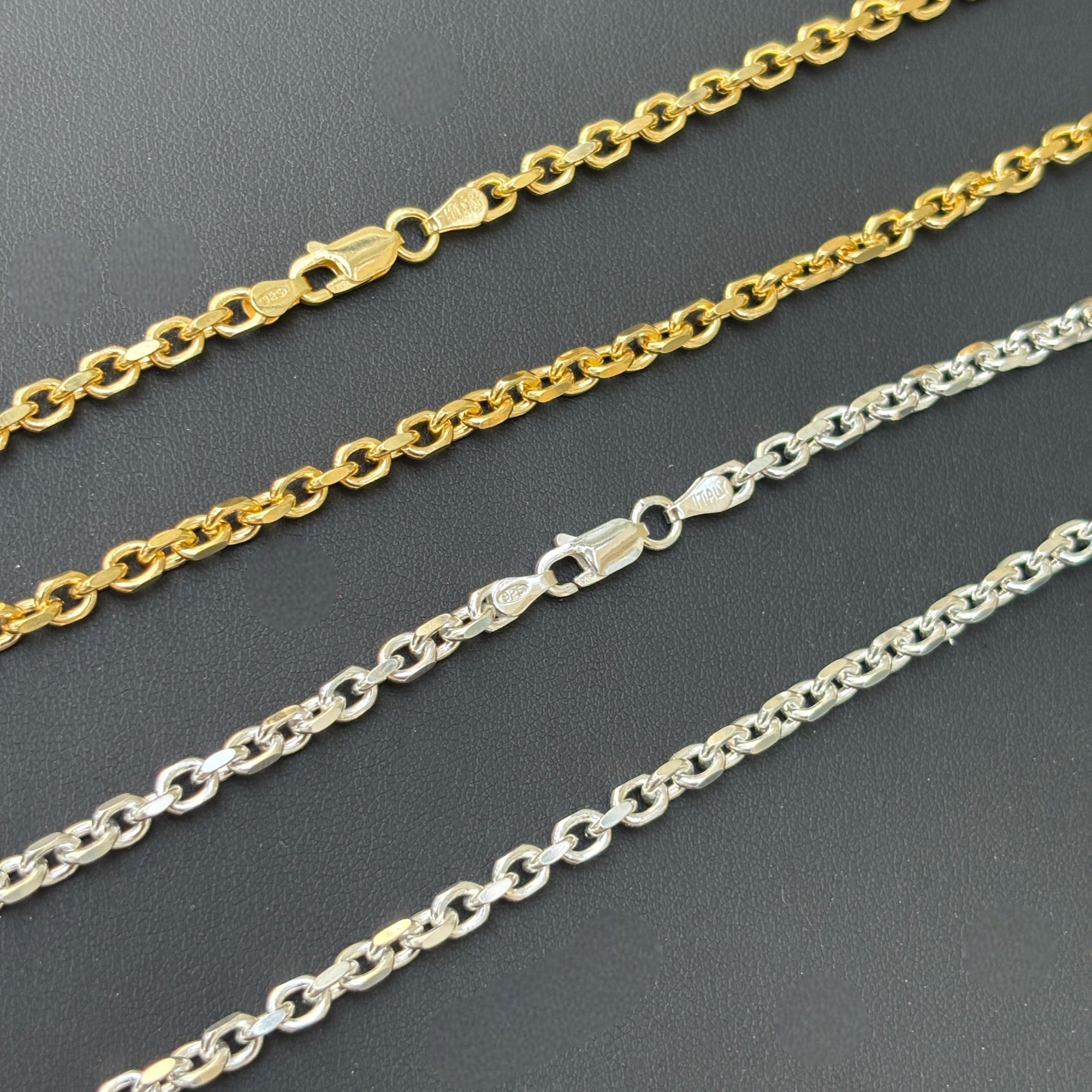 925 Sterling Silver 4mm Anchor Cable Chain Necklace
