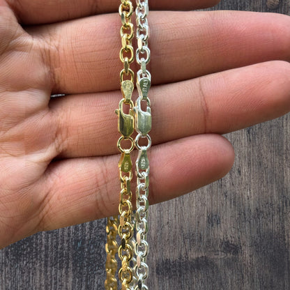 925 Sterling Silver 4mm Anchor Cable Chain Necklace