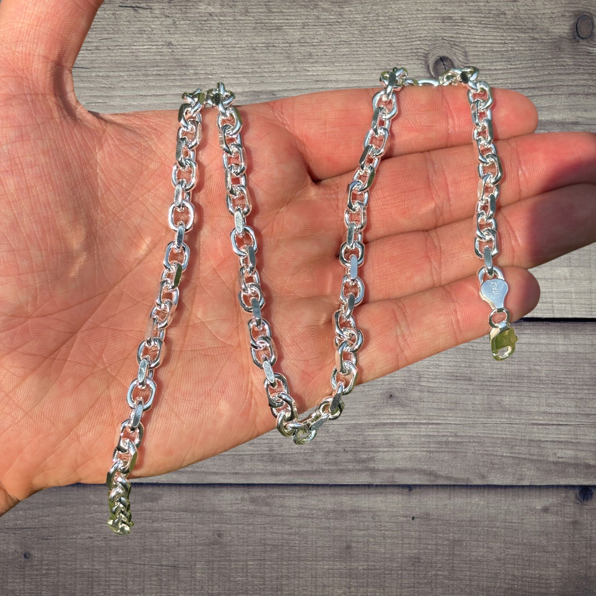 925 Sterling Silver 6mm Anchor Cable Chain Necklace