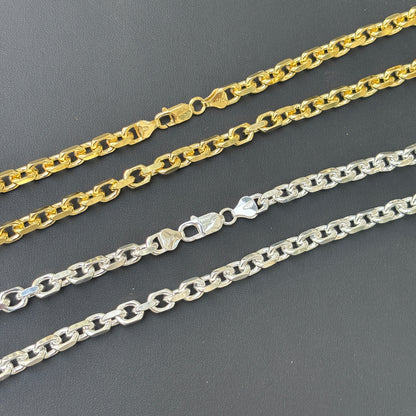 925 Sterling Silver 6mm Anchor Cable Chain Necklace