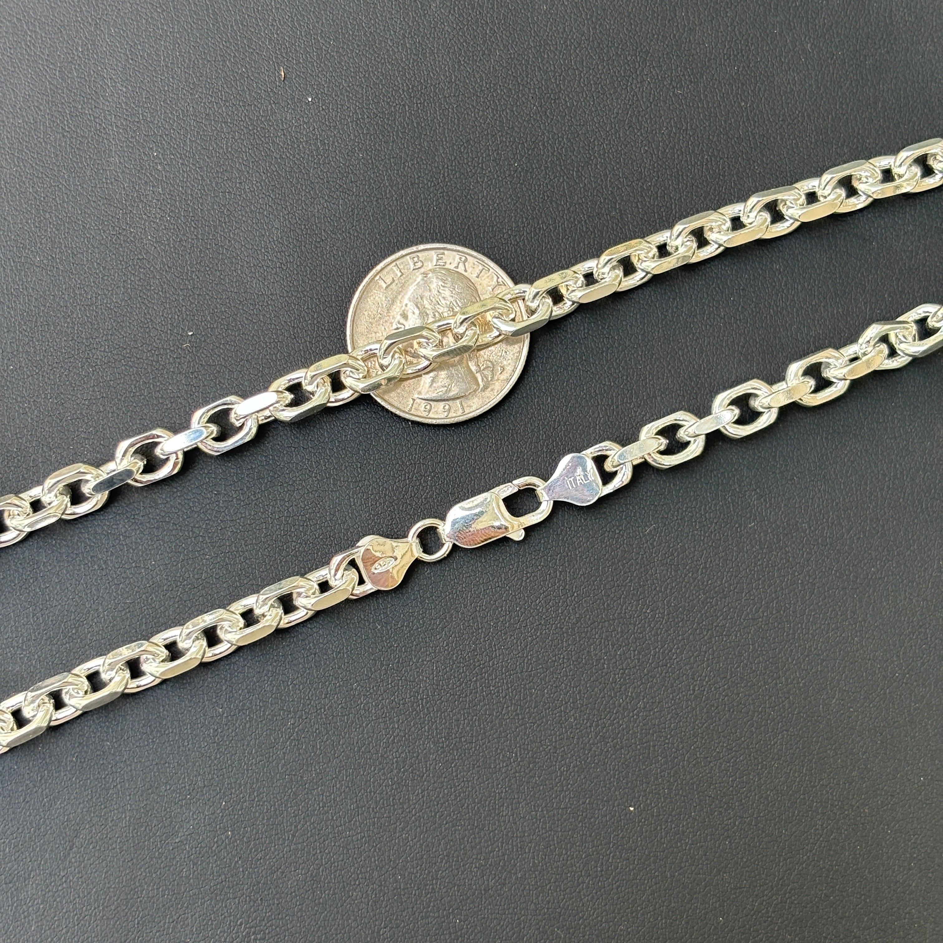 925 Sterling Silver 6mm Anchor Cable Chain Necklace