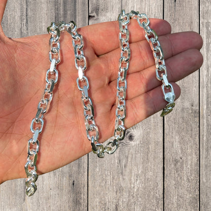 925 Sterling Silver 8mm Anchor Cable Chain Necklace