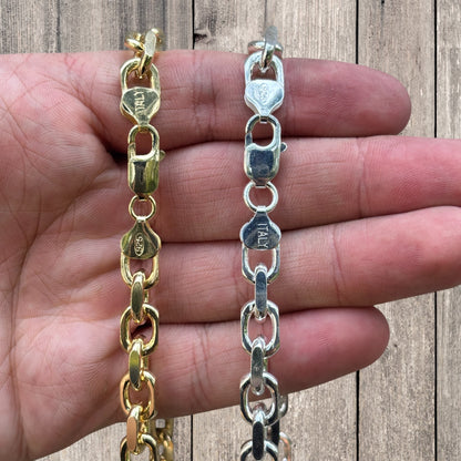 925 Sterling Silver 8mm Anchor Cable Chain Necklace