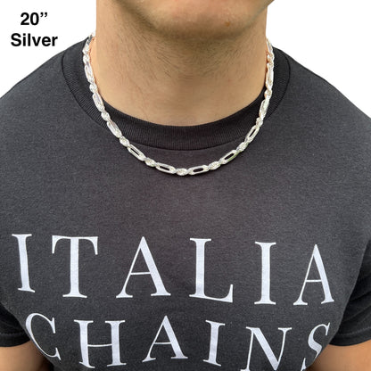 925 Sterling Silver 6mm Figarope Milano Chain Necklace