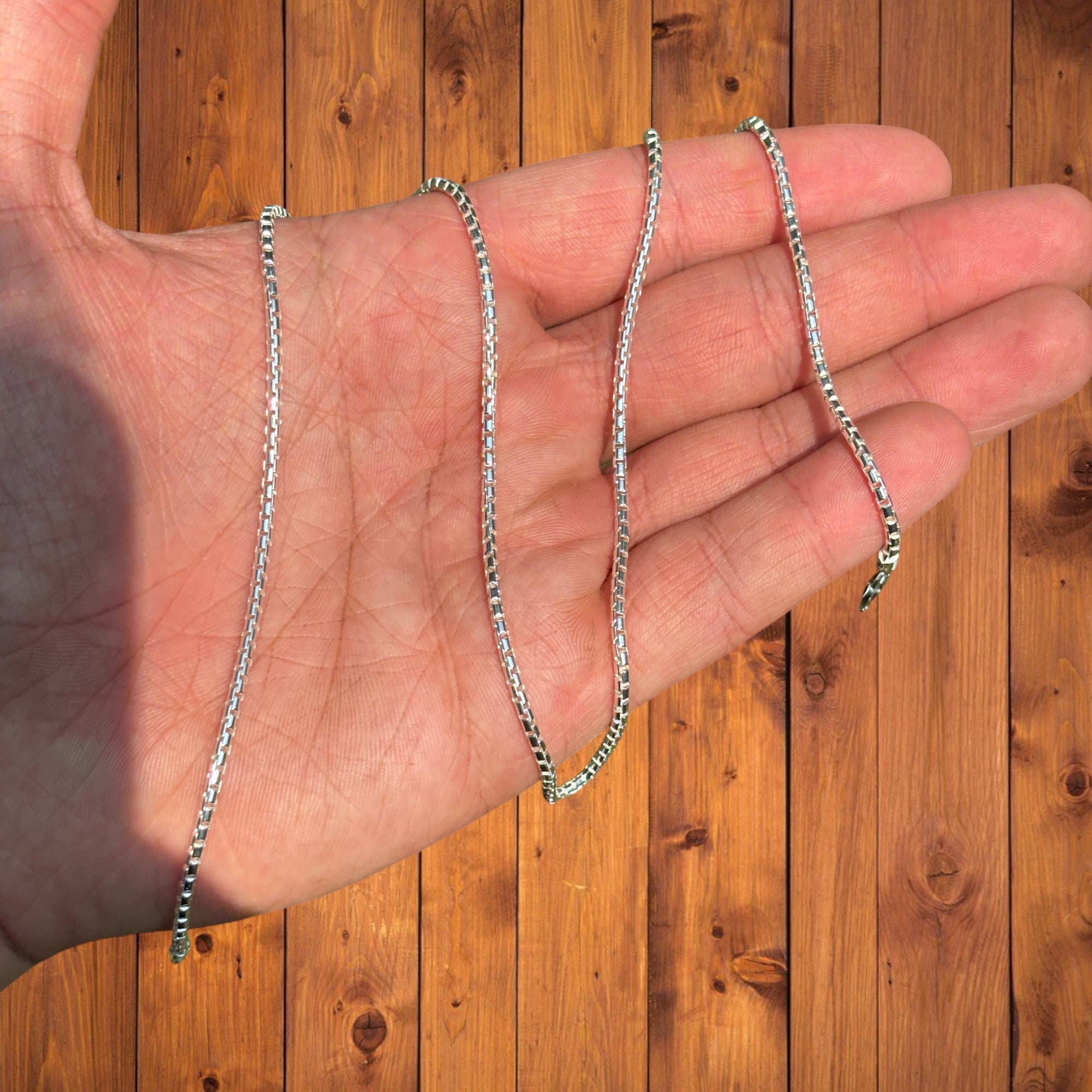 925 Sterling Silver 2mm Rounded Box Chain Necklace