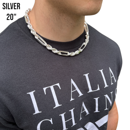 925 Sterling Silver 10mm Figarope Milano Chain Necklace