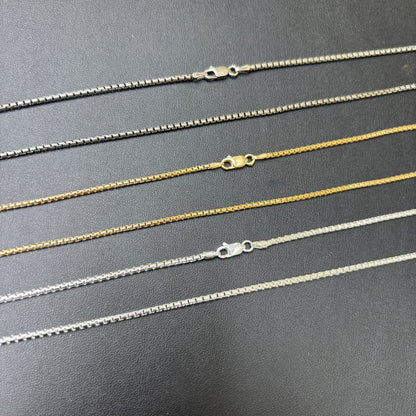 925 Sterling Silver 2mm Rounded Box Chain Necklace