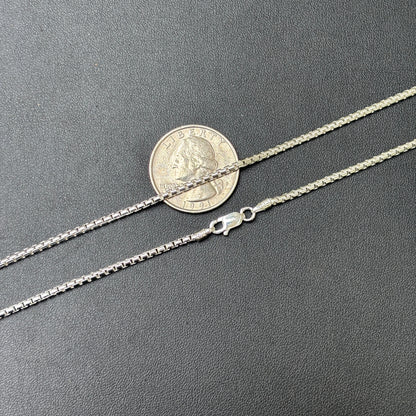925 Sterling Silver 2mm Rounded Box Chain Necklace
