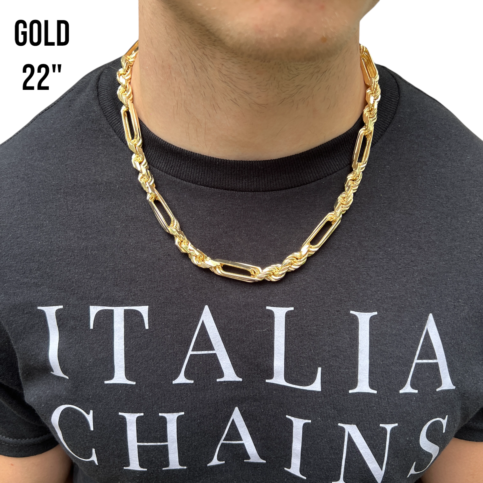 925 Sterling Silver 10mm Figarope Milano Chain Necklace