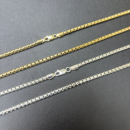 925 Sterling Silver 3mm Rounded Box Chain Necklace