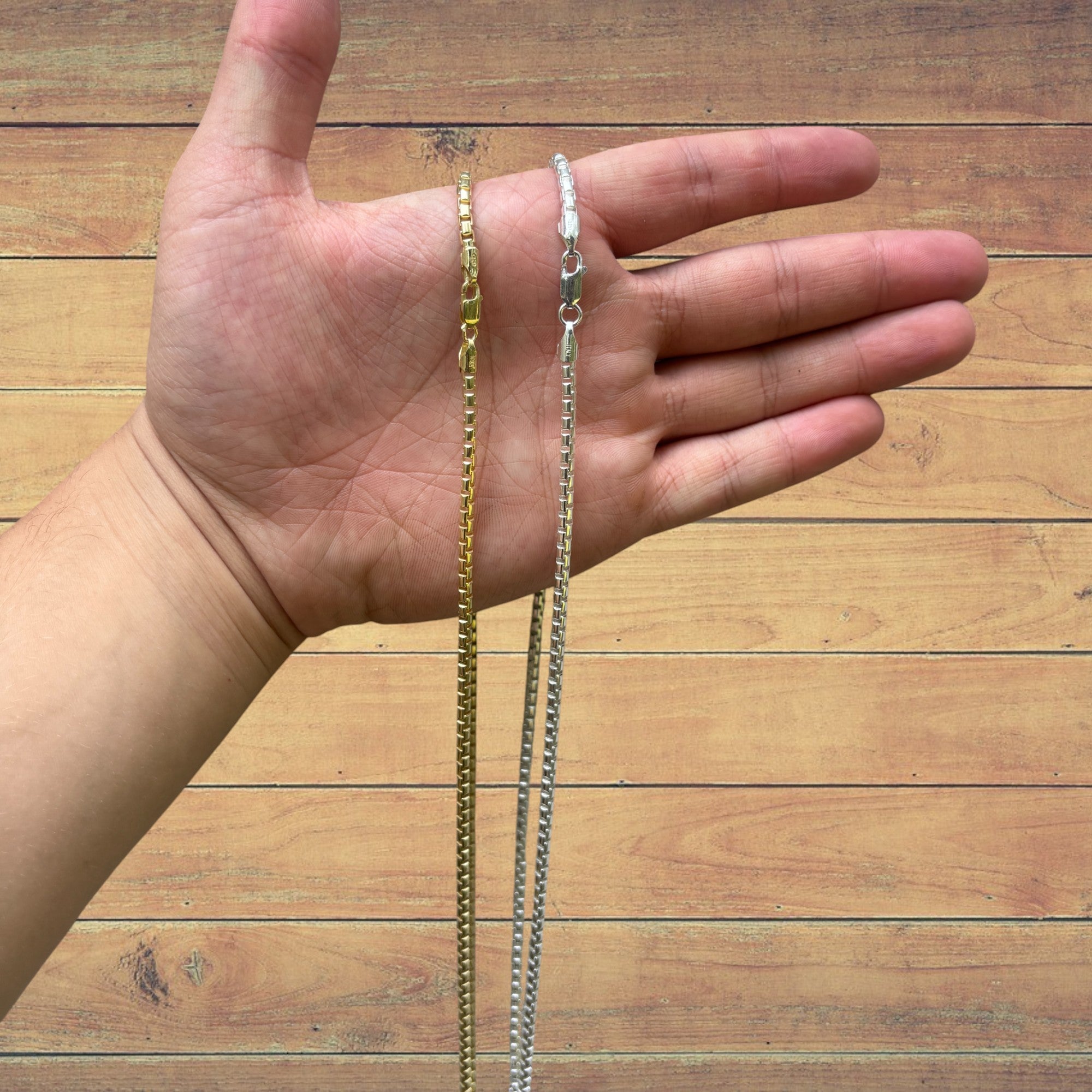 925 Sterling Silver 3mm Rounded Box Chain Necklace