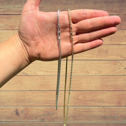 925 Sterling Silver 3mm Rounded Box Chain Necklace