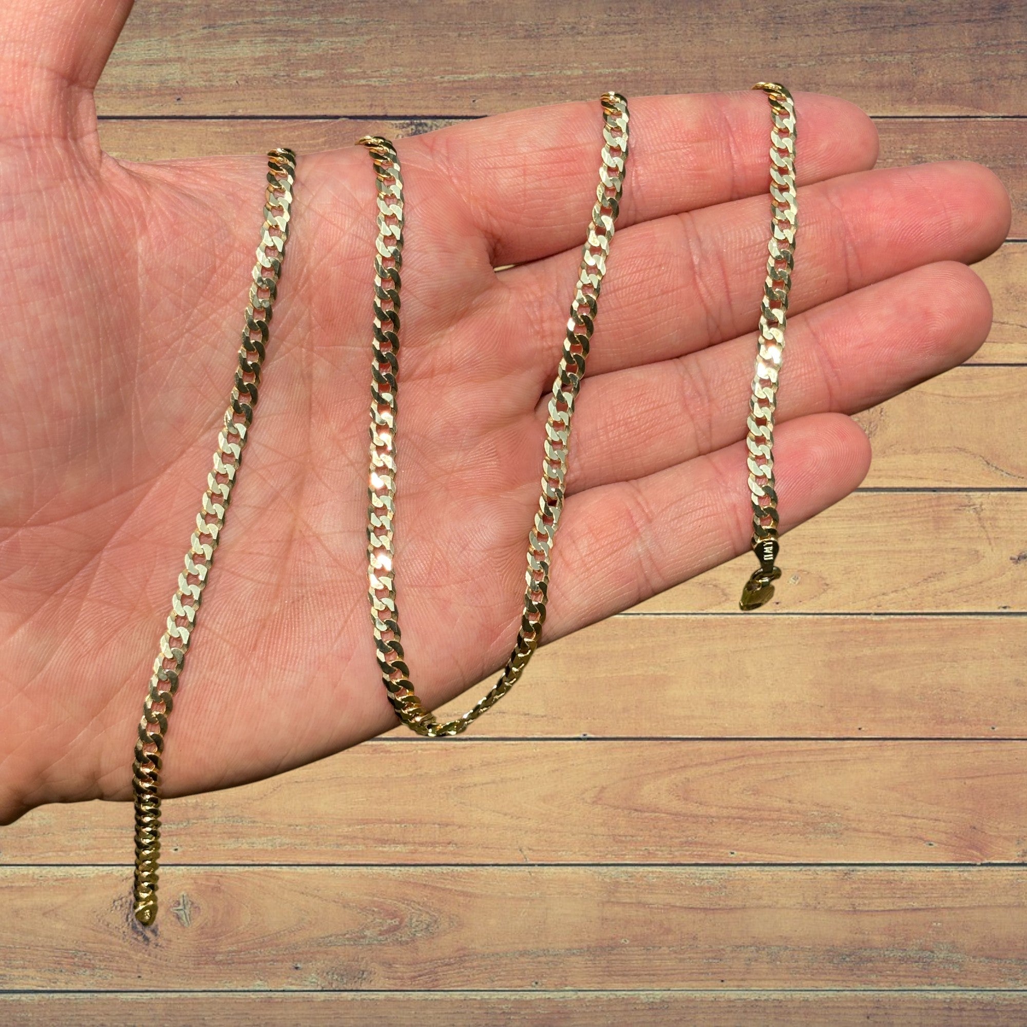 925 Sterling Silver 4mm Flat Curb Cuban Chain Necklace