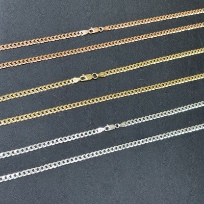 925 Sterling Silver 4mm Flat Curb Cuban Chain Necklace