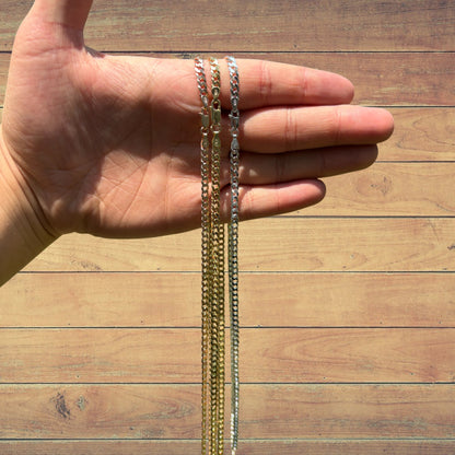 925 Sterling Silver 4mm Flat Curb Cuban Chain Necklace