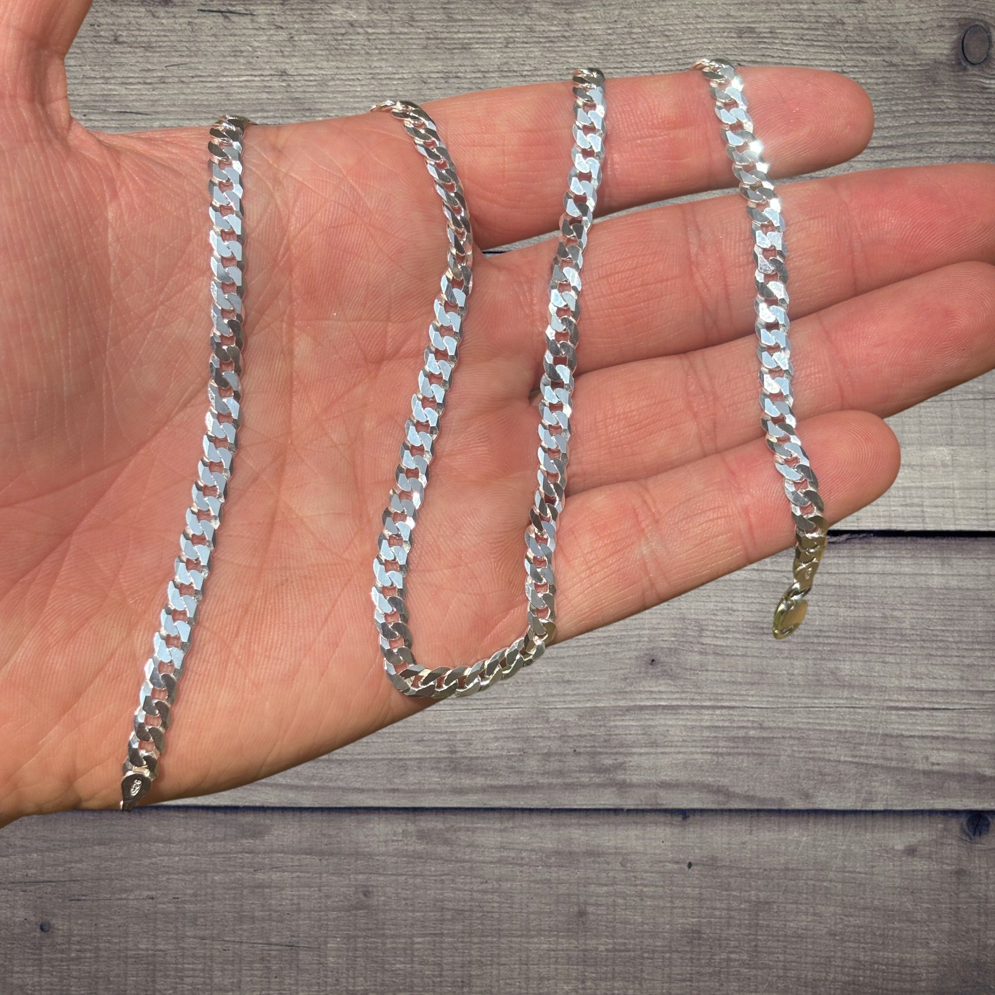 925 Sterling Silver 5mm Flat Curb Cuban Chain Necklace