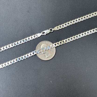 925 Sterling Silver 5mm Flat Curb Cuban Chain Necklace
