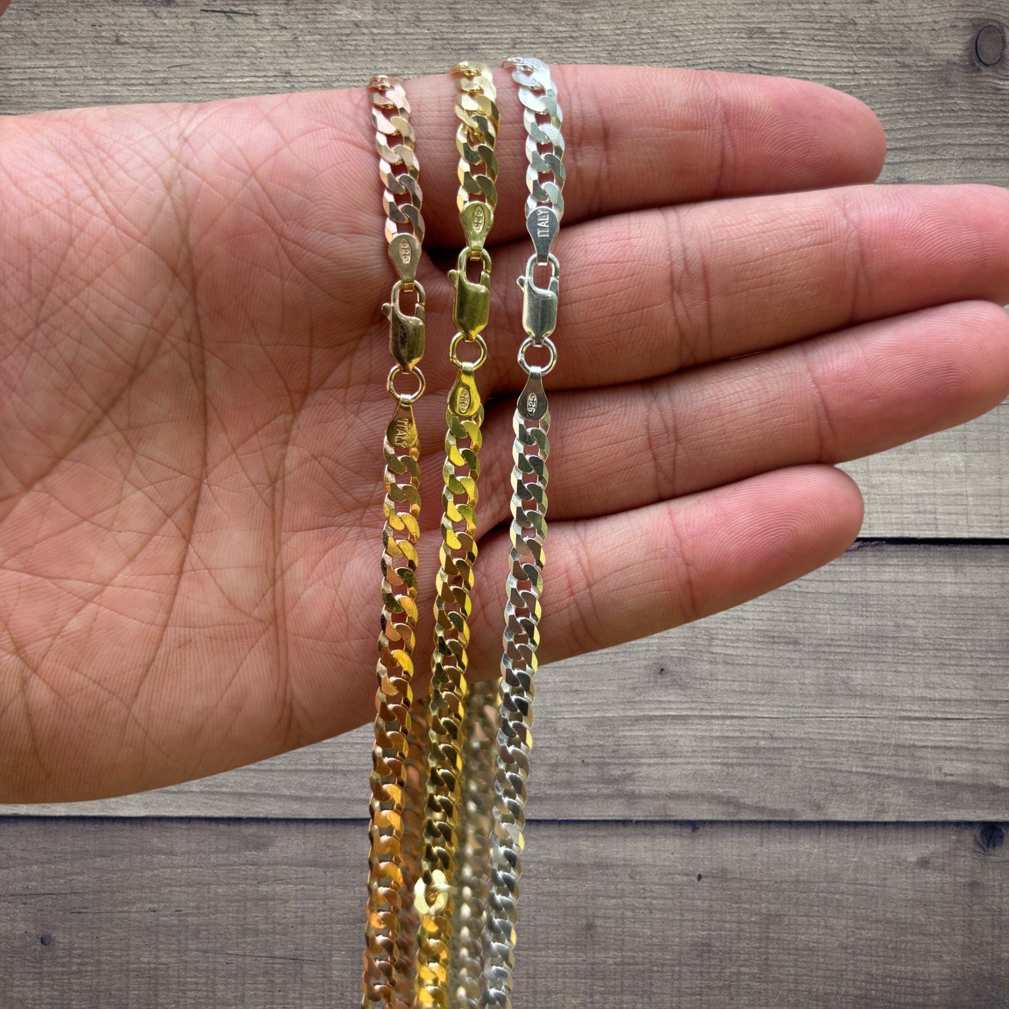 925 Sterling Silver 5mm Flat Curb Cuban Chain Necklace