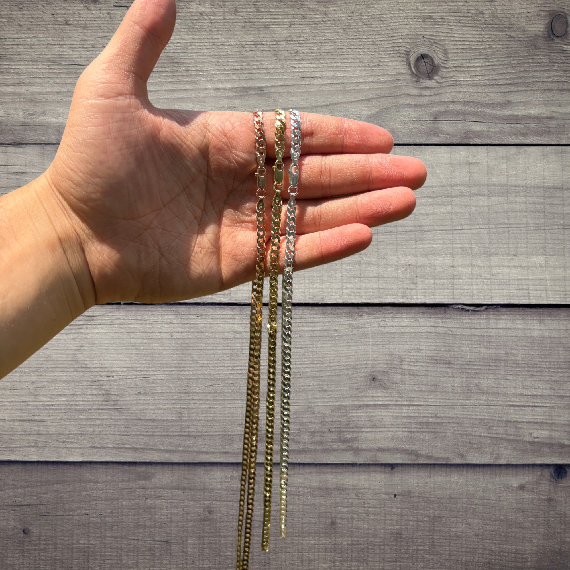 925 Sterling Silver 5mm Flat Curb Cuban Chain Necklace