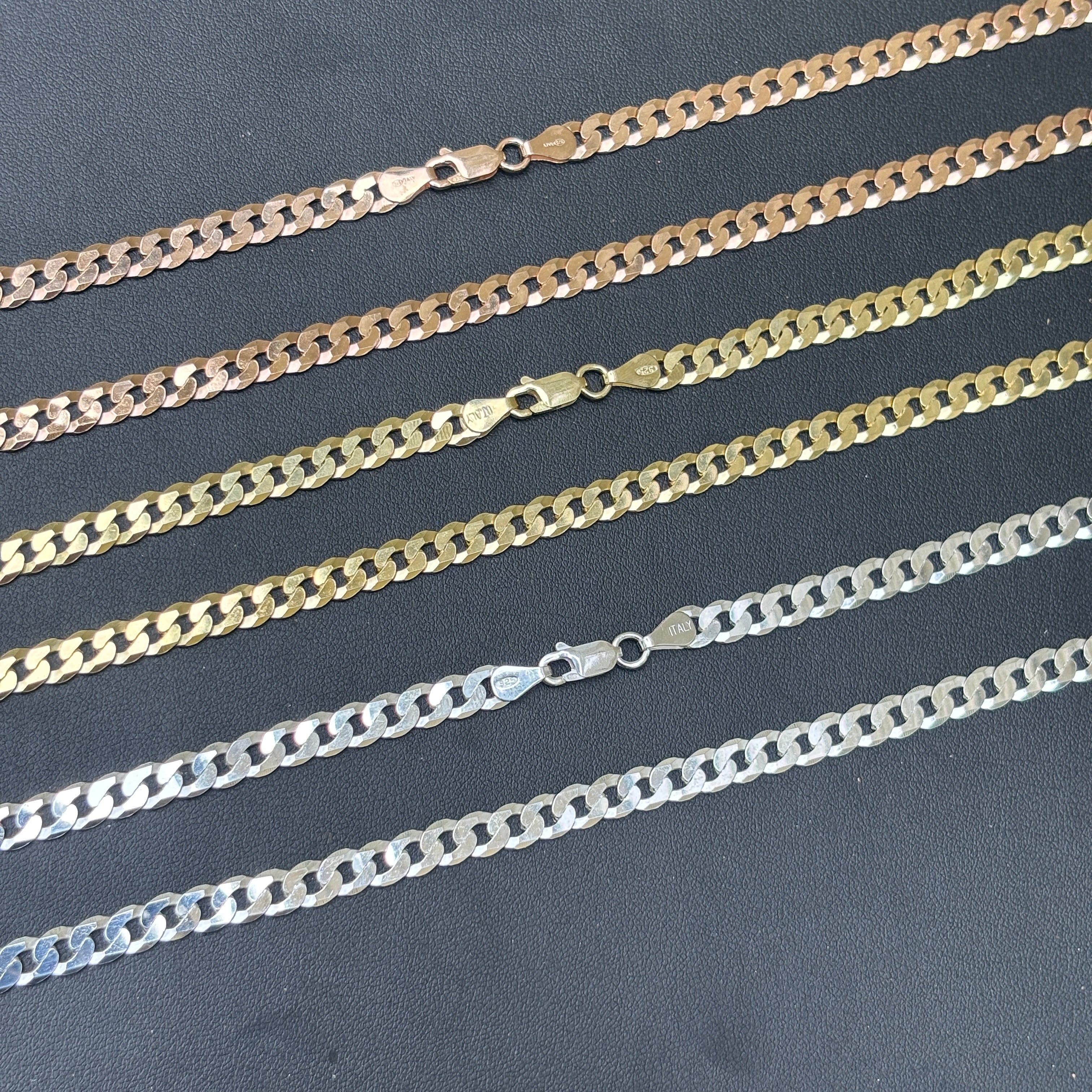 925 Sterling Silver 6mm Flat Curb Cuban Chain Necklace