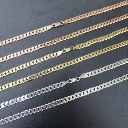 925 Sterling Silver 6mm Flat Curb Cuban Chain Necklace