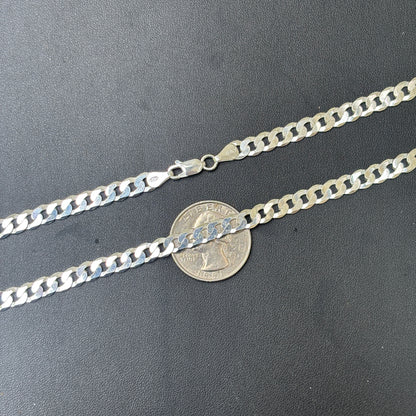 925 Sterling Silver 6mm Flat Curb Cuban Chain Necklace