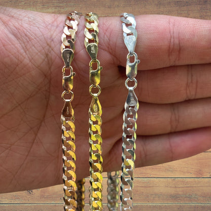 925 Sterling Silver 6mm Flat Curb Cuban Chain Necklace
